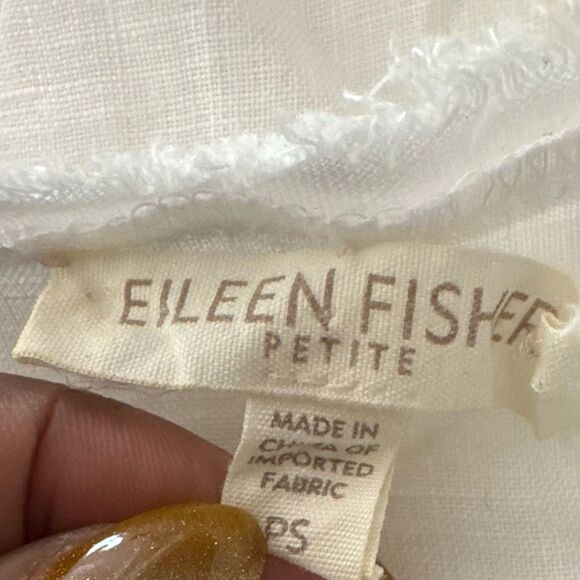 Eileen Fisher Pleated Long Sleeve Button Down Irish Linen Shirt Size PS - Picture 5 of 5